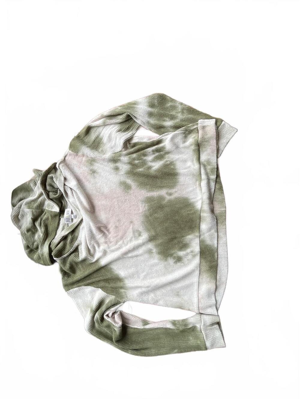 OLI VIV olive tie dye hooded top